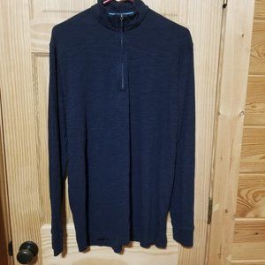 Orvis dark blue 1/4 zip long sleeve knit shirt Medium